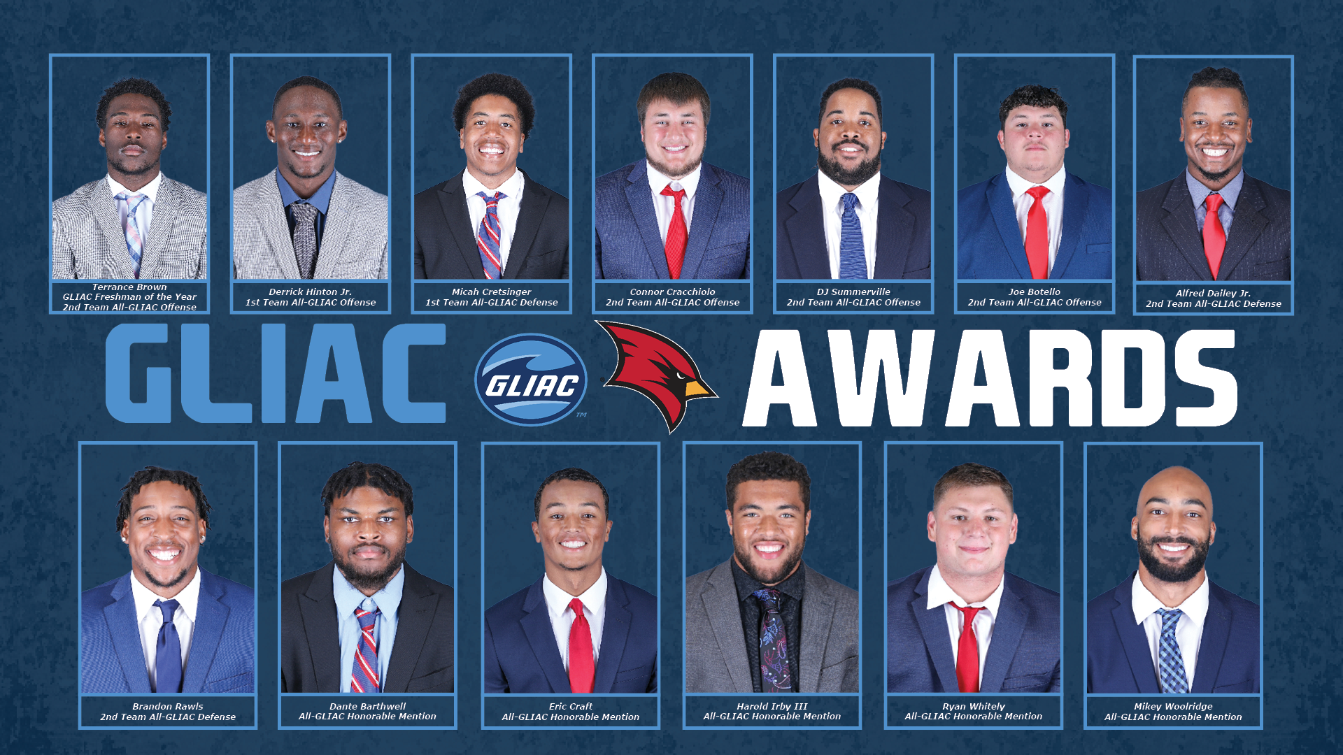 Terrance Brown Earns GLIAC Freshman of the Year as 13 Cardinal Football Players Earn Conference Awards