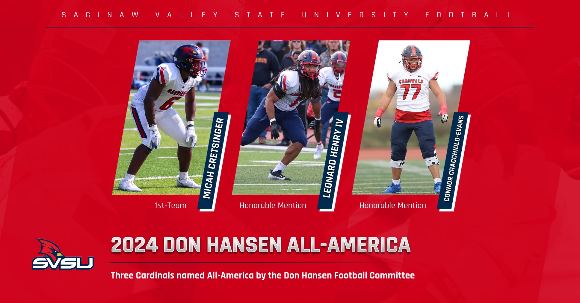 Three Cardinals Earn Don Hansen All-America