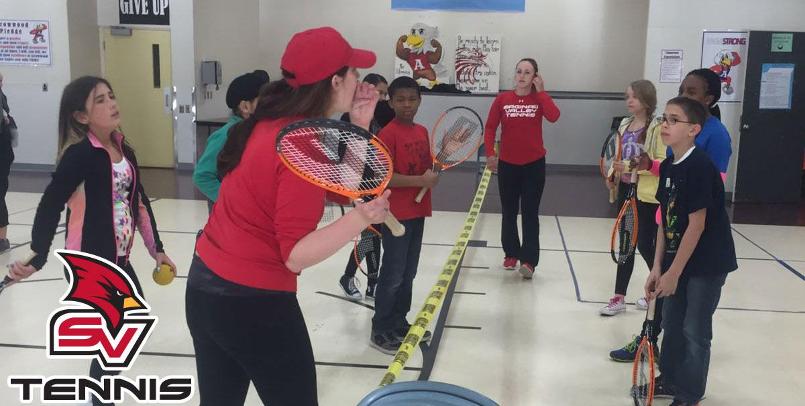 The SVSU Women's Tennis team recently paid a visit to Arrowwood Elementary to spend some time with students...
